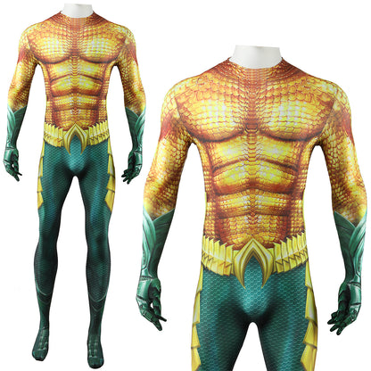 Aquaman and the Lost Kingdom Movie Arthur Curry Golden Jumpsuit Cosplay Costume