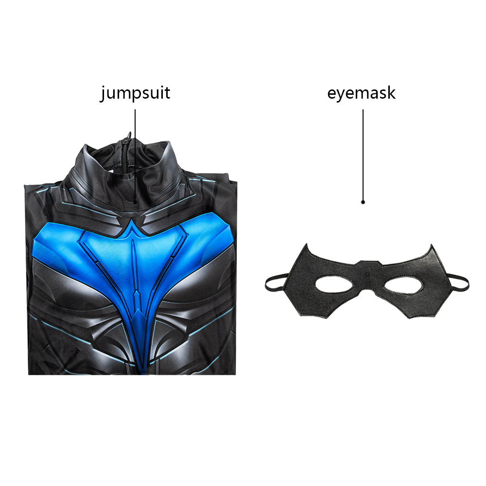 Titans Nightwing Kids Jumpsuit with Eyemask Cosplay Costumes