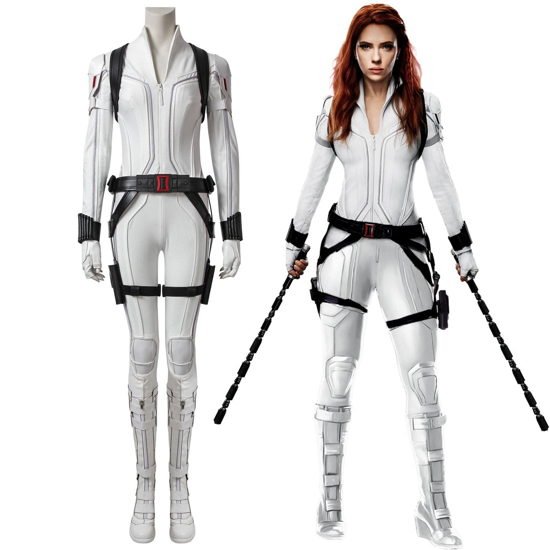 Black Widow Natasha Romanoff White Suit Female Cosplay Costumes