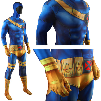 X-Men Cyclops Blue Version Jumpsuit Men Kids Cosplay Costume