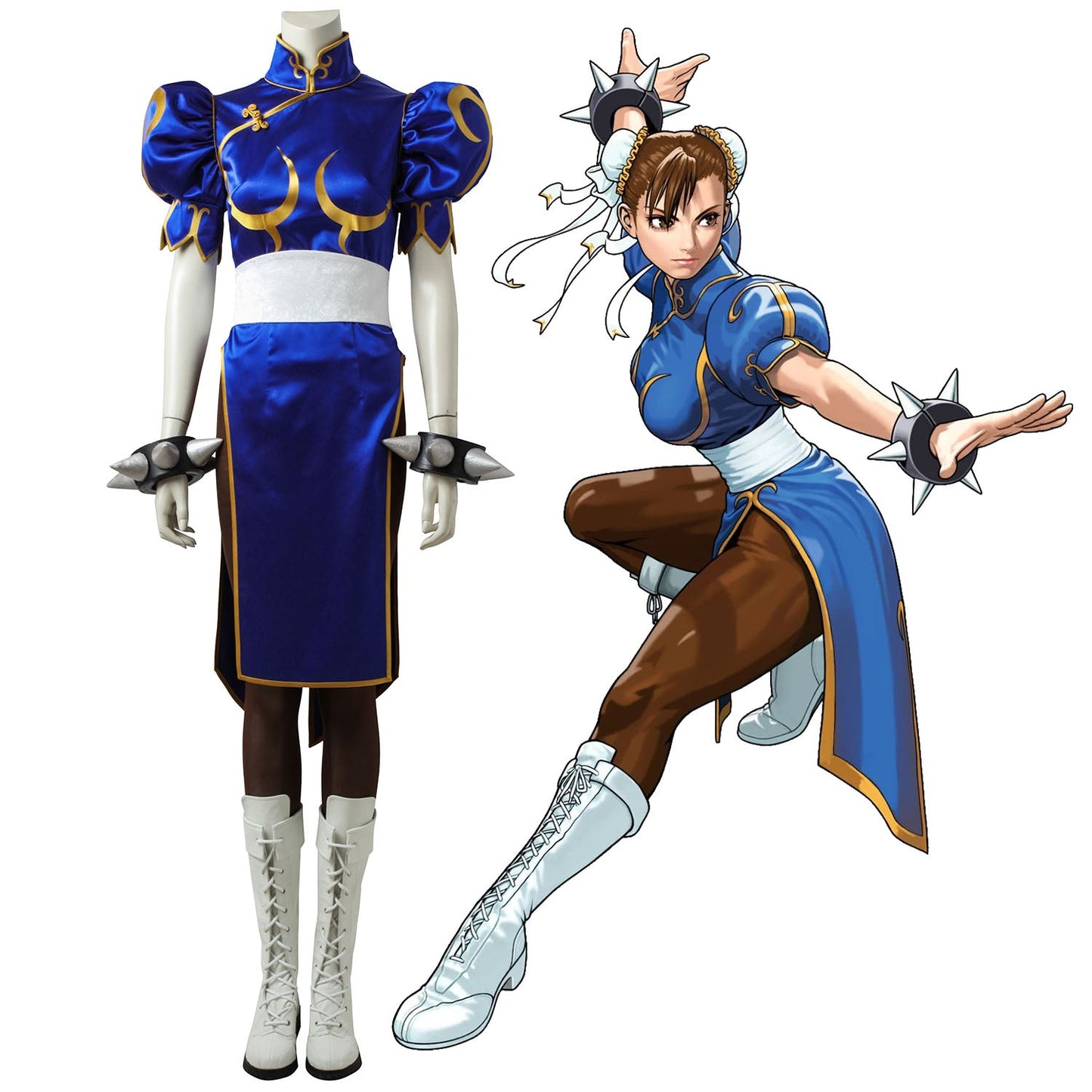 Street Fighter 5 Chun Li Blue Dress Female Cosplay Costumes