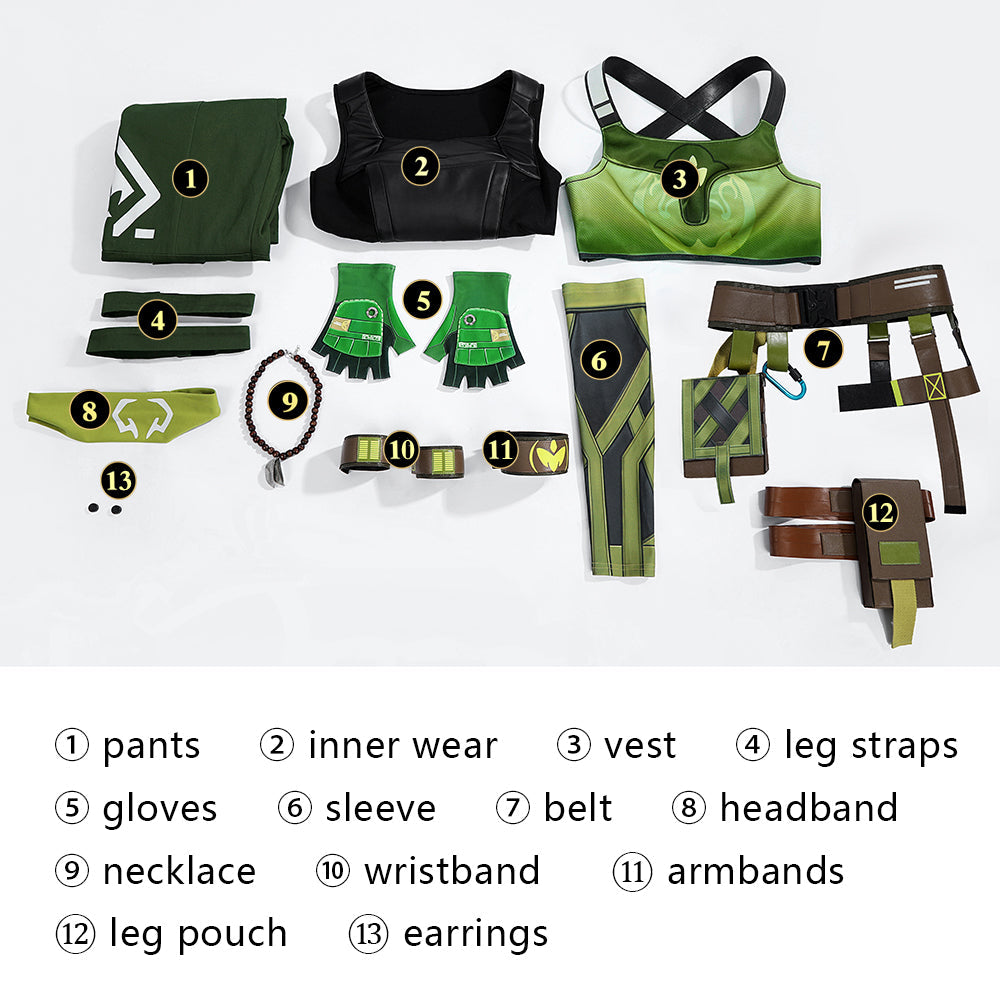 Valorant Skye Full Set Outfit Female Halloween Cosplay Costumes