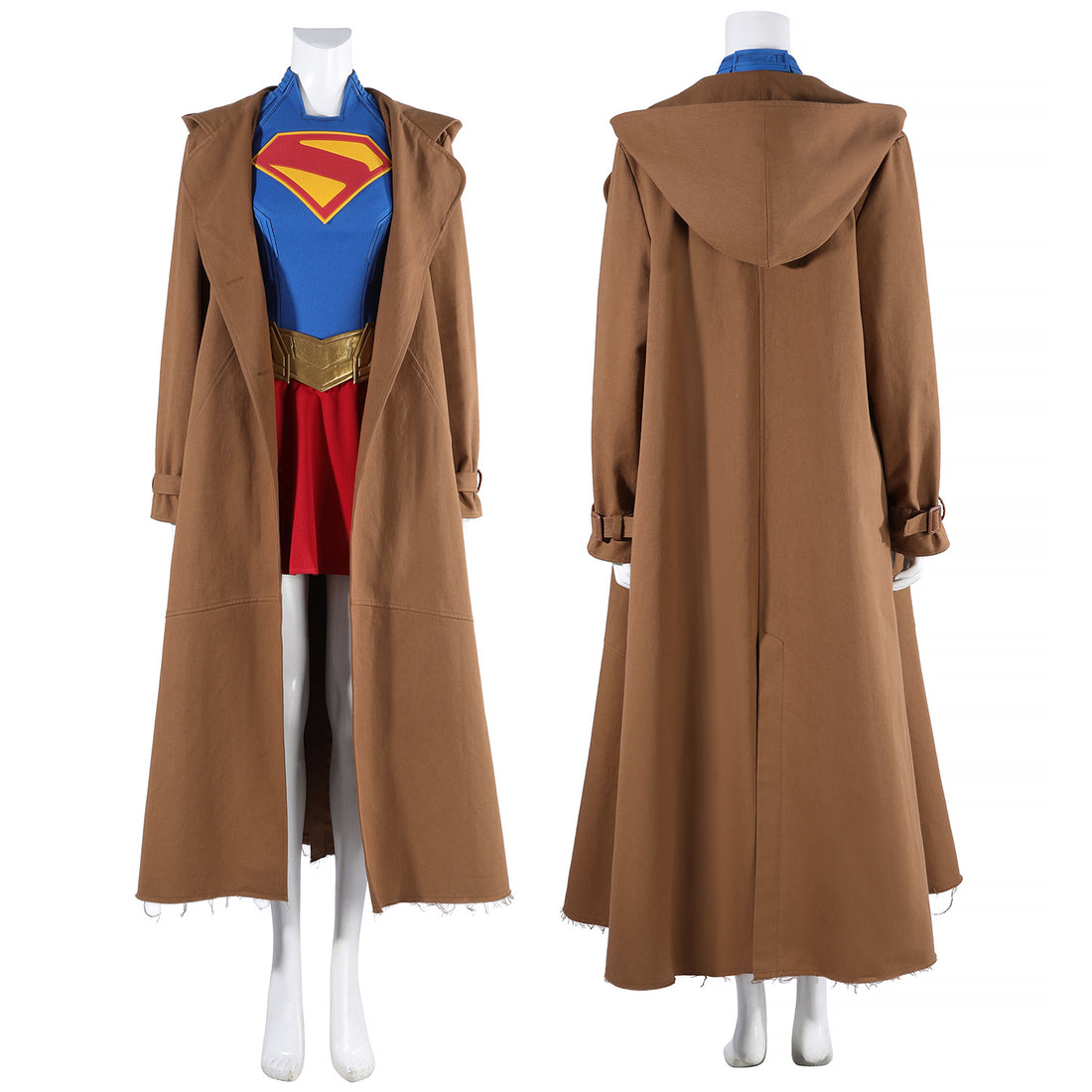Comics Superhero Supergirl Superwoman Fullset with Coat Cosplay Costumes