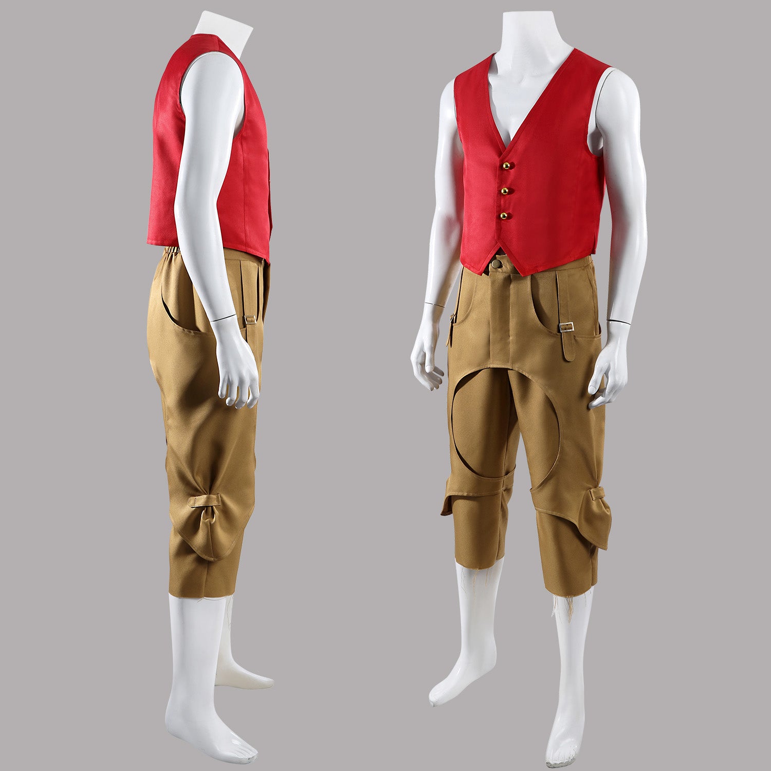 One Piece TV Season 2 Luffy Red Vest Pants Outfit Cosplay Costumes