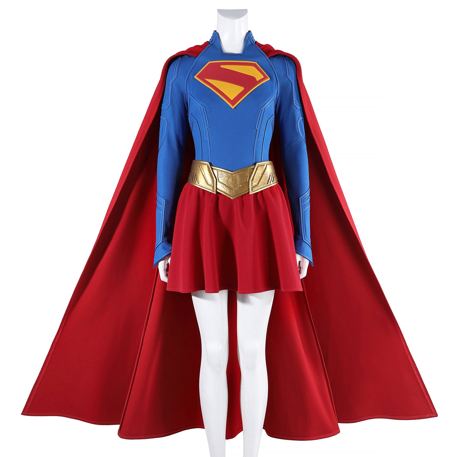 Comics Superhero Supergirl Superwoman Fullset with Coat Cosplay Costumes
