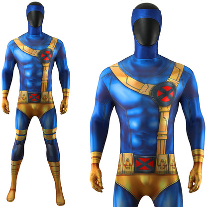 X-Men Cyclops Blue Version Jumpsuit Men Kids Cosplay Costume