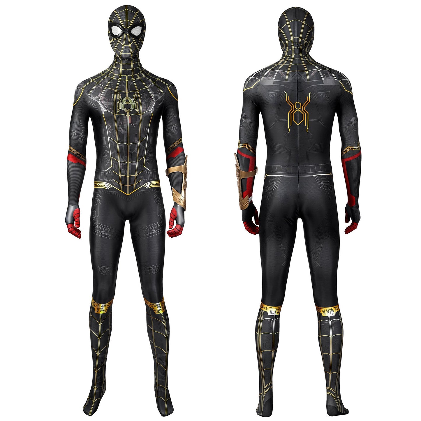 Spider-Man 3 No Way Home Peter Parker Black and Gold Suit Jumpsuit Cosplay Costumes