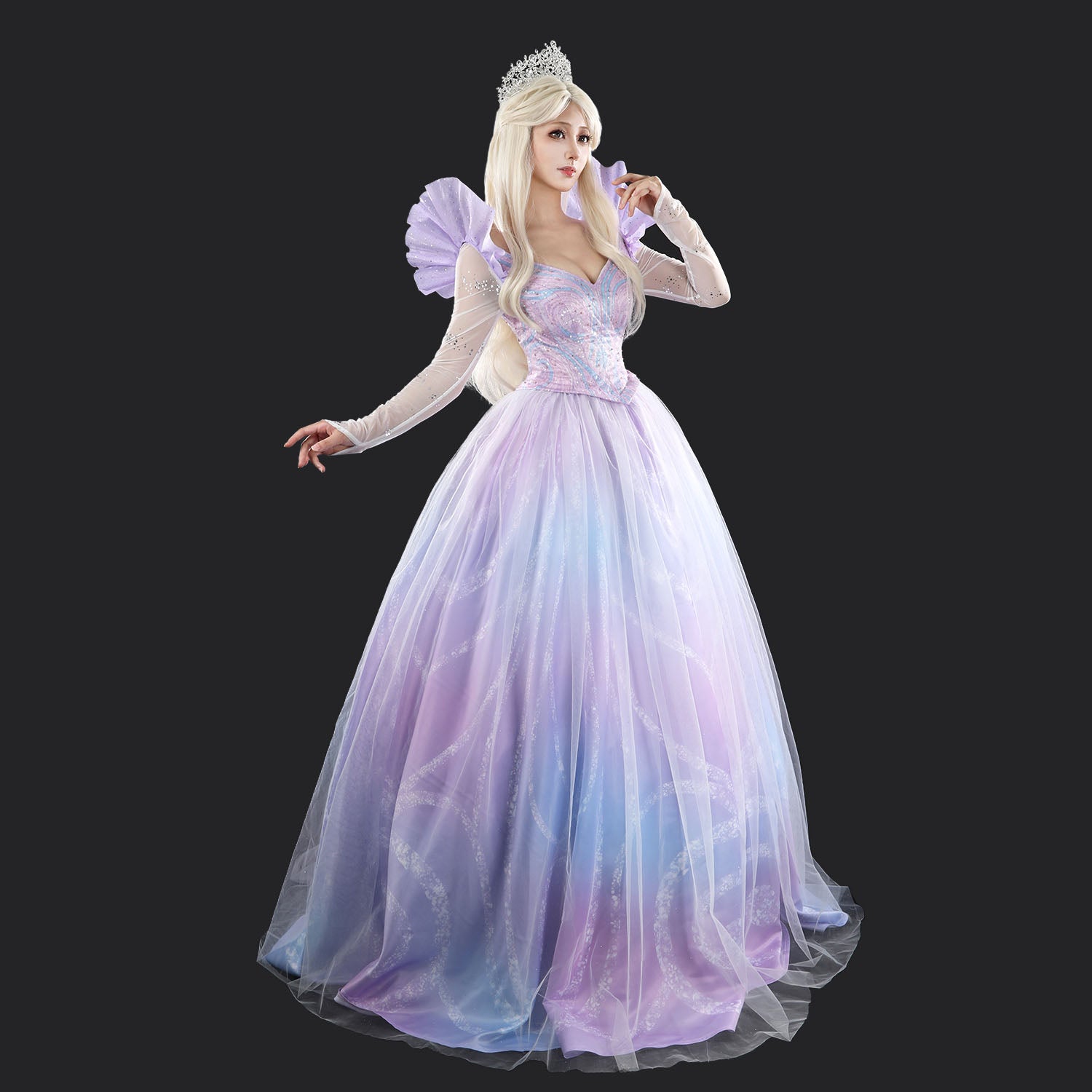 Wicked: For Good Part Two Galinda Dress with Crown Cosplay Costumes