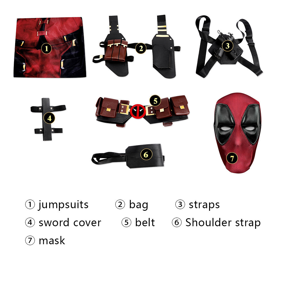 Deadpool 3 Wade Wilson Male Jumpsuit with Accessories Cosplay Costumes