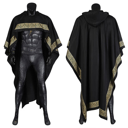 Comics Black Adam Male Jumpsuit with Hooded Cloak Cosplay Costumes