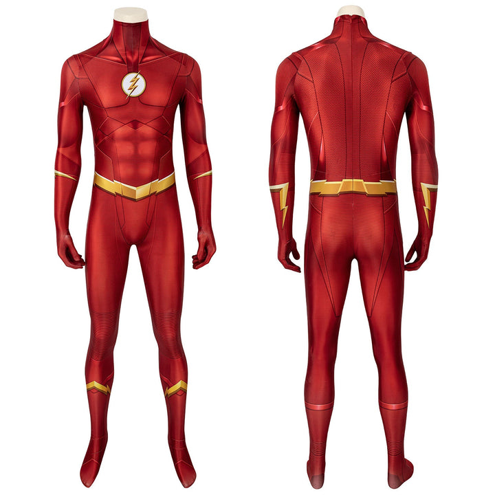 The Flash Season 5 Barry Allen Male Jumpsuit with Mask Cosplay Costumes