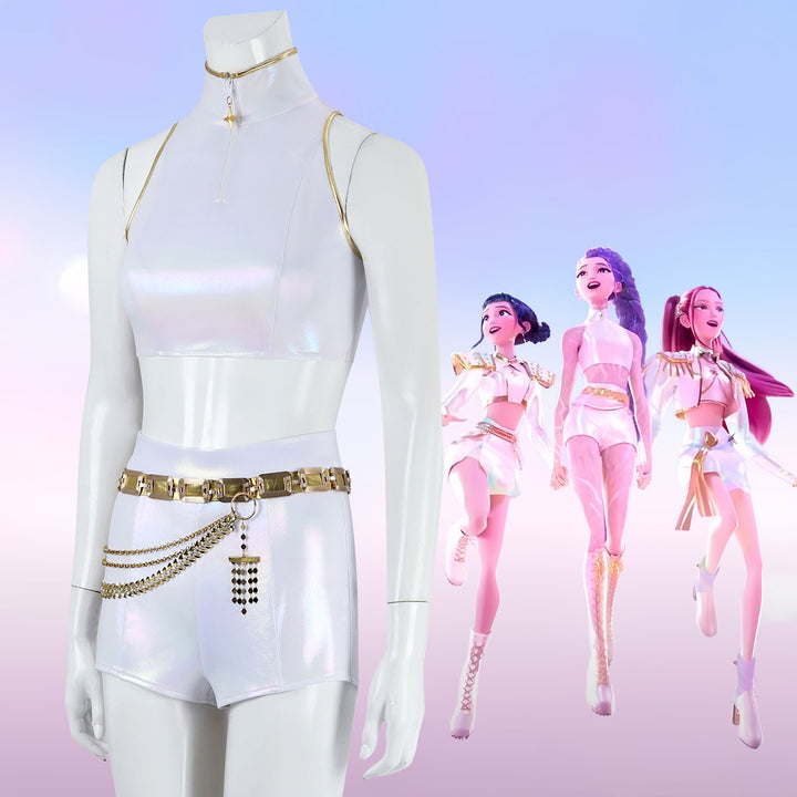 KPop Demon Hunters Rumi White Stage Outfit Cosplay Costumes