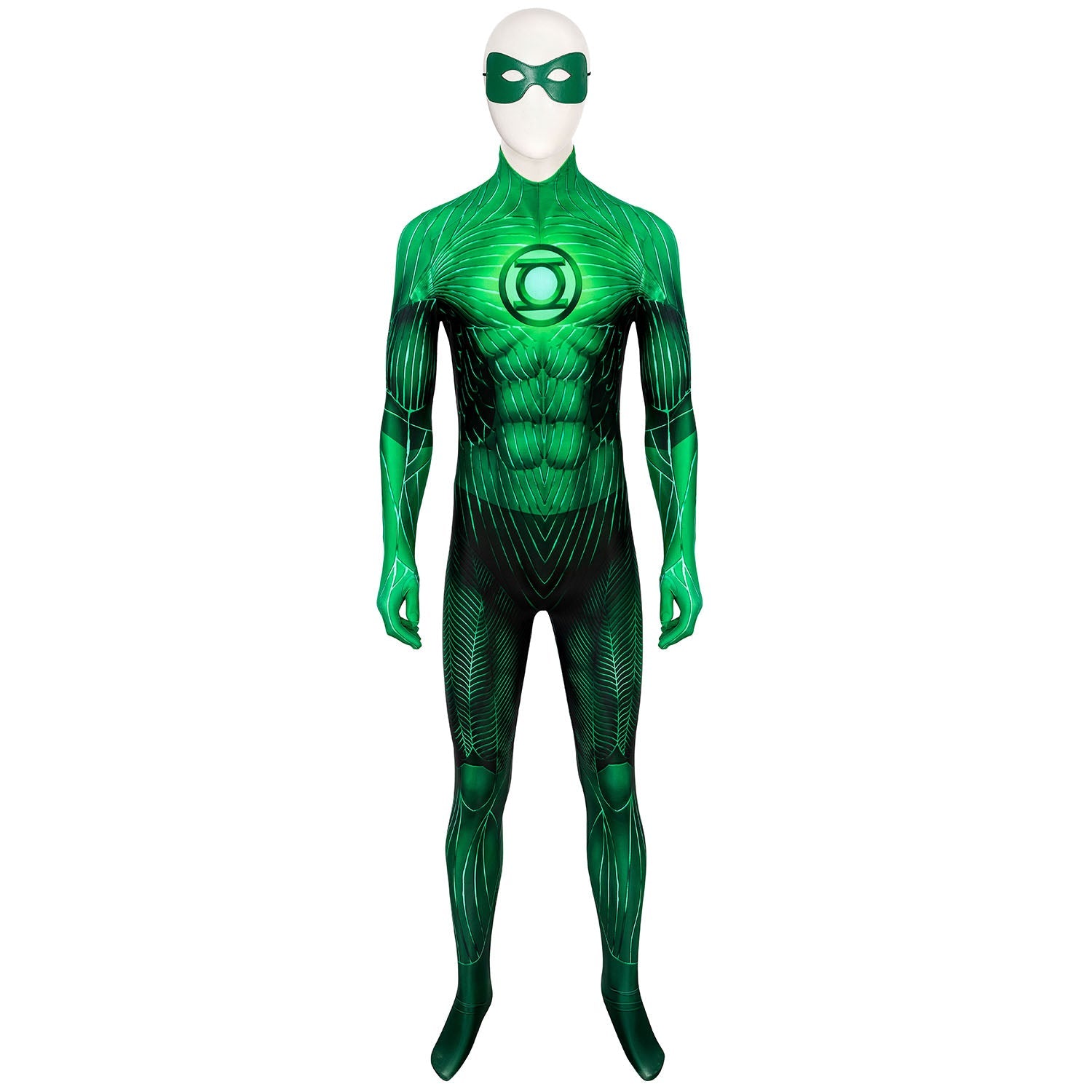 Green Lantern Hal Jordan Male Jumpsuit with Eyemask Cosplay Costumes