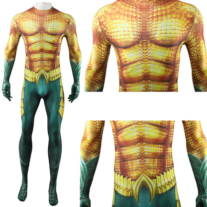 Aquaman and the Lost Kingdom Movie Arthur Curry Golden Jumpsuit Cosplay Costume