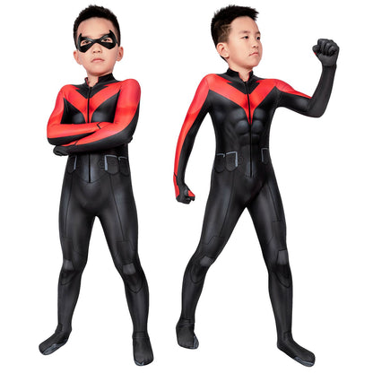 Teen Titans The Judas Contract Nightwing Kids Jumpsuit Cosplay Costumes