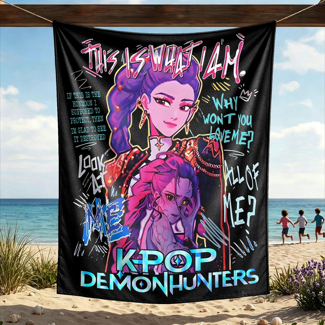 Kpop Demon Hunters Huntrix Saja Boys Wall Decor Tapestry for Home and Party