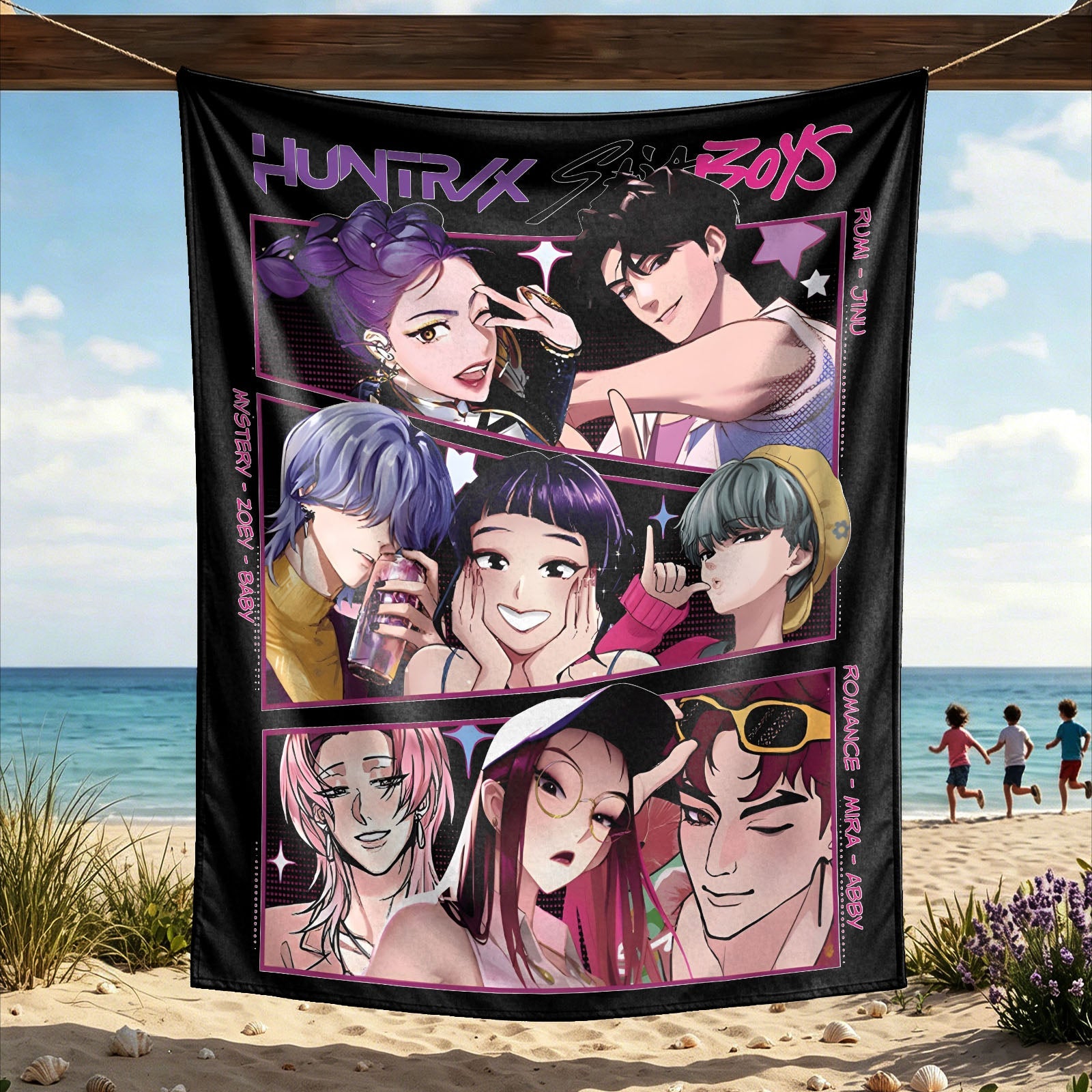 Kpop Demon Hunters Huntrix Saja Boys Wall Decor Tapestry for Home and Party
