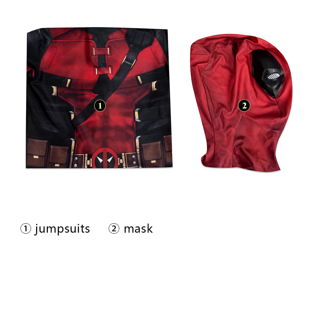 Deadpool 3 Wade Wilson Kids Jumpsuit with Mask Cosplay Costumes