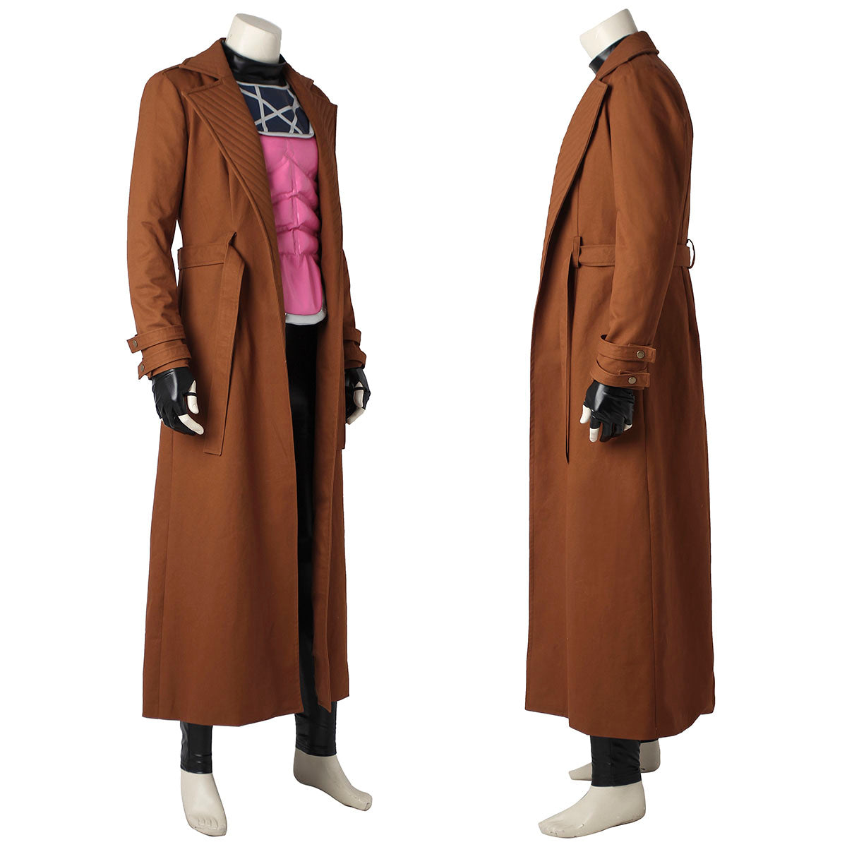 X-Men Gambit Male Fullset Leather Cosplay Costumes with Long Coat