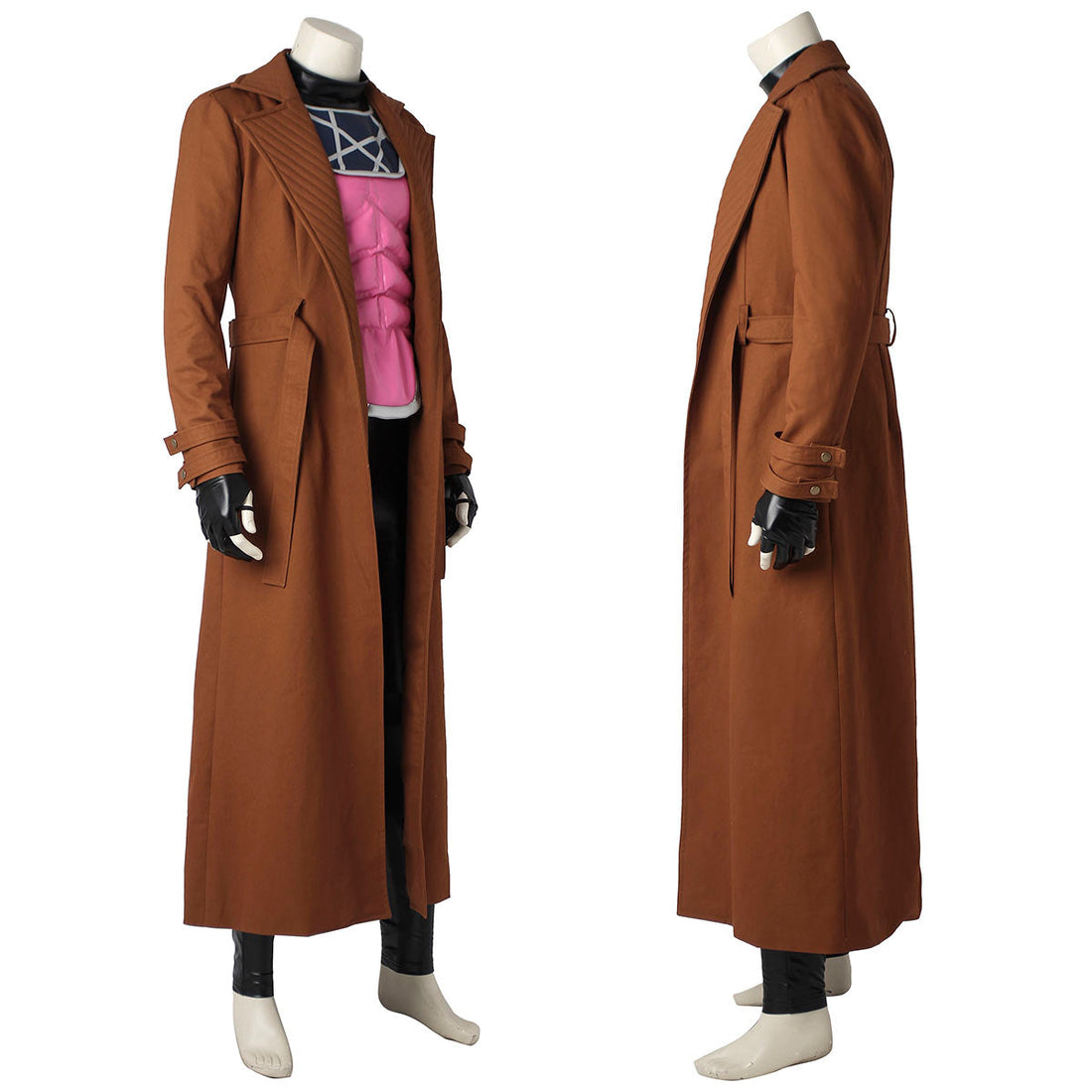 X-Men Gambit Male Fullset Leather Cosplay Costumes with Long Coat