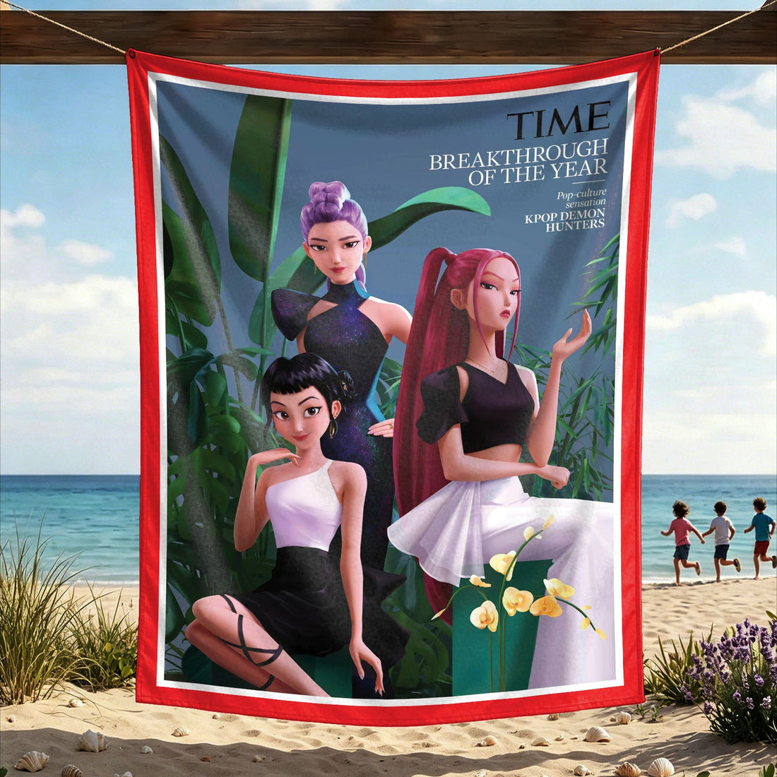Kpop Demon Hunters Huntrix Saja Boys Wall Decor Tapestry for Home and Party