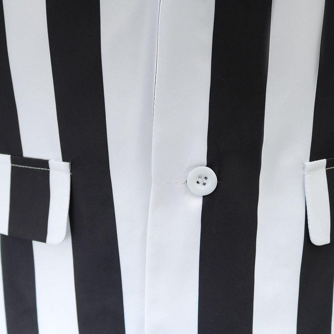 Beetle Juice Michael Keaton Stripe Suit Halloween Cosplay Costumes