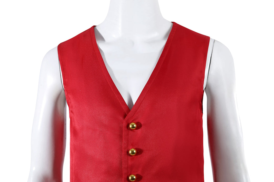 One Piece TV Season 2 Luffy Red Vest Pants Outfit Cosplay Costumes