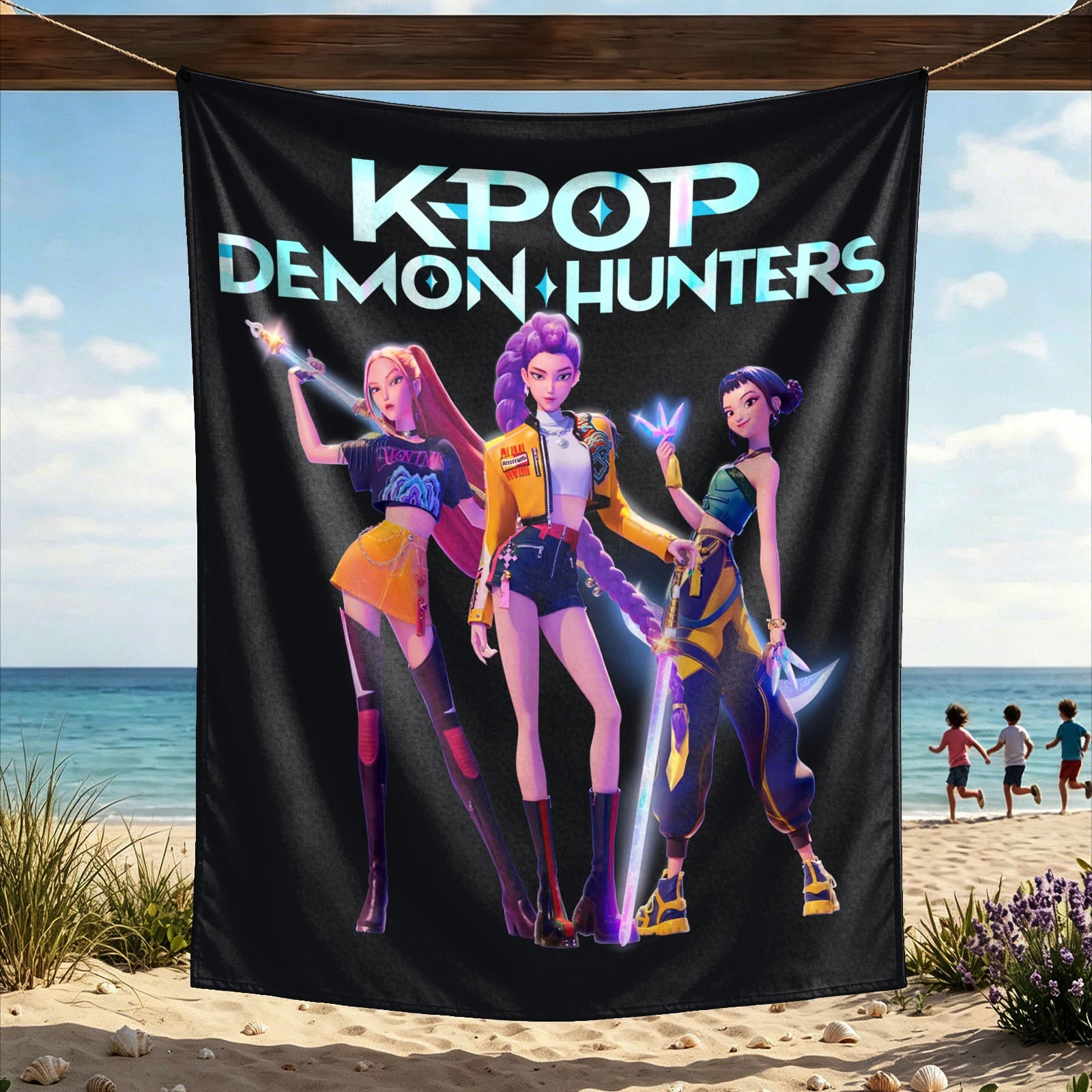 Kpop Demon Hunters Huntrix Saja Boys Wall Decor Tapestry for Home and Party