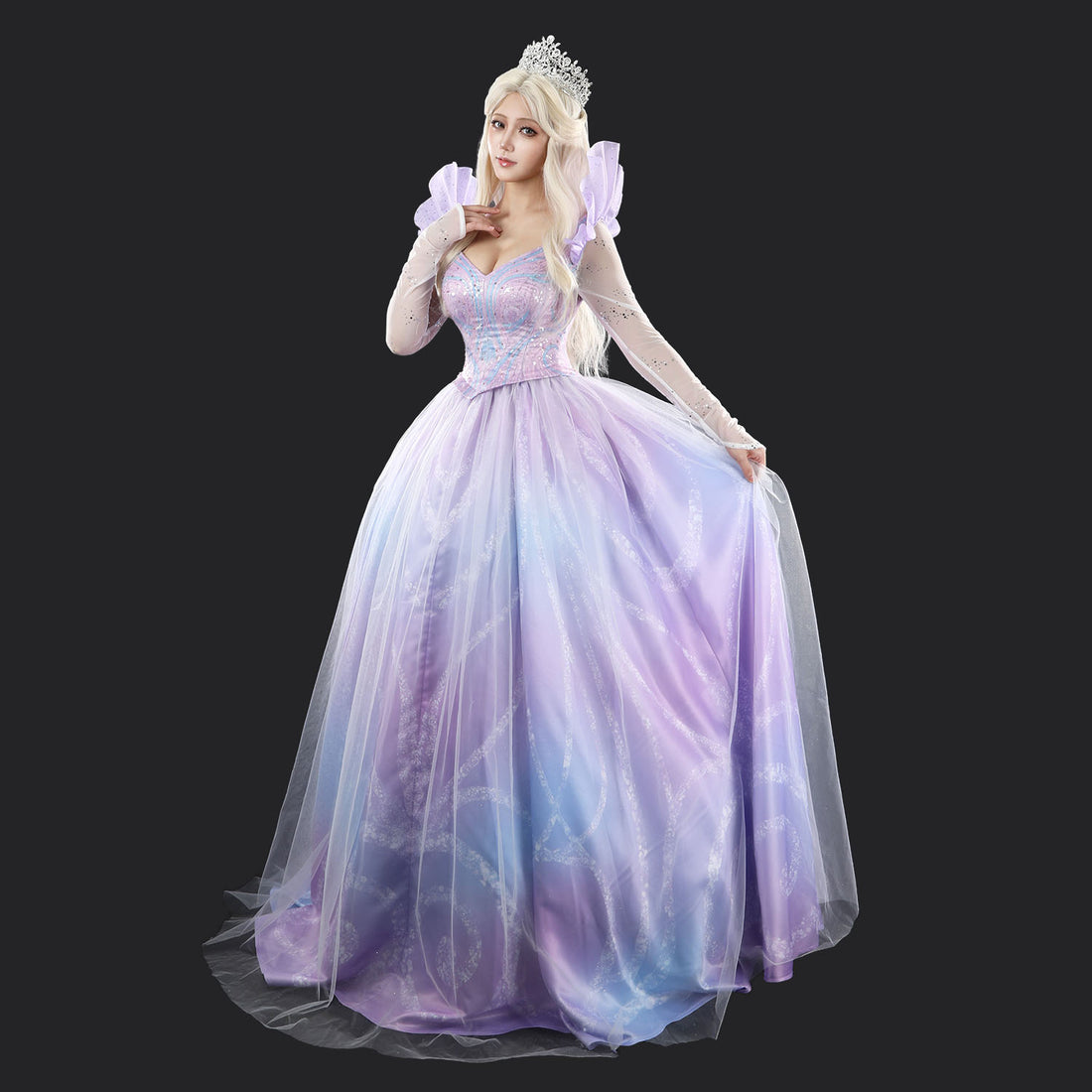 Wicked: For Good Part Two Galinda Dress with Crown Cosplay Costumes