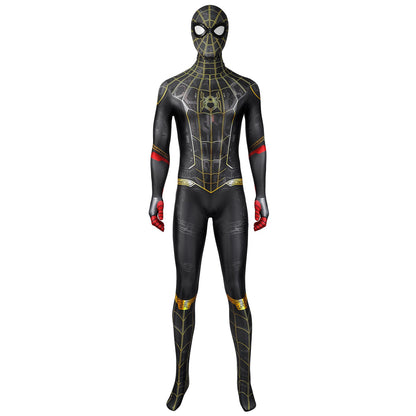 Spider-Man 3 No Way Home Peter Parker Black and Gold Suit Jumpsuit Cosplay Costumes