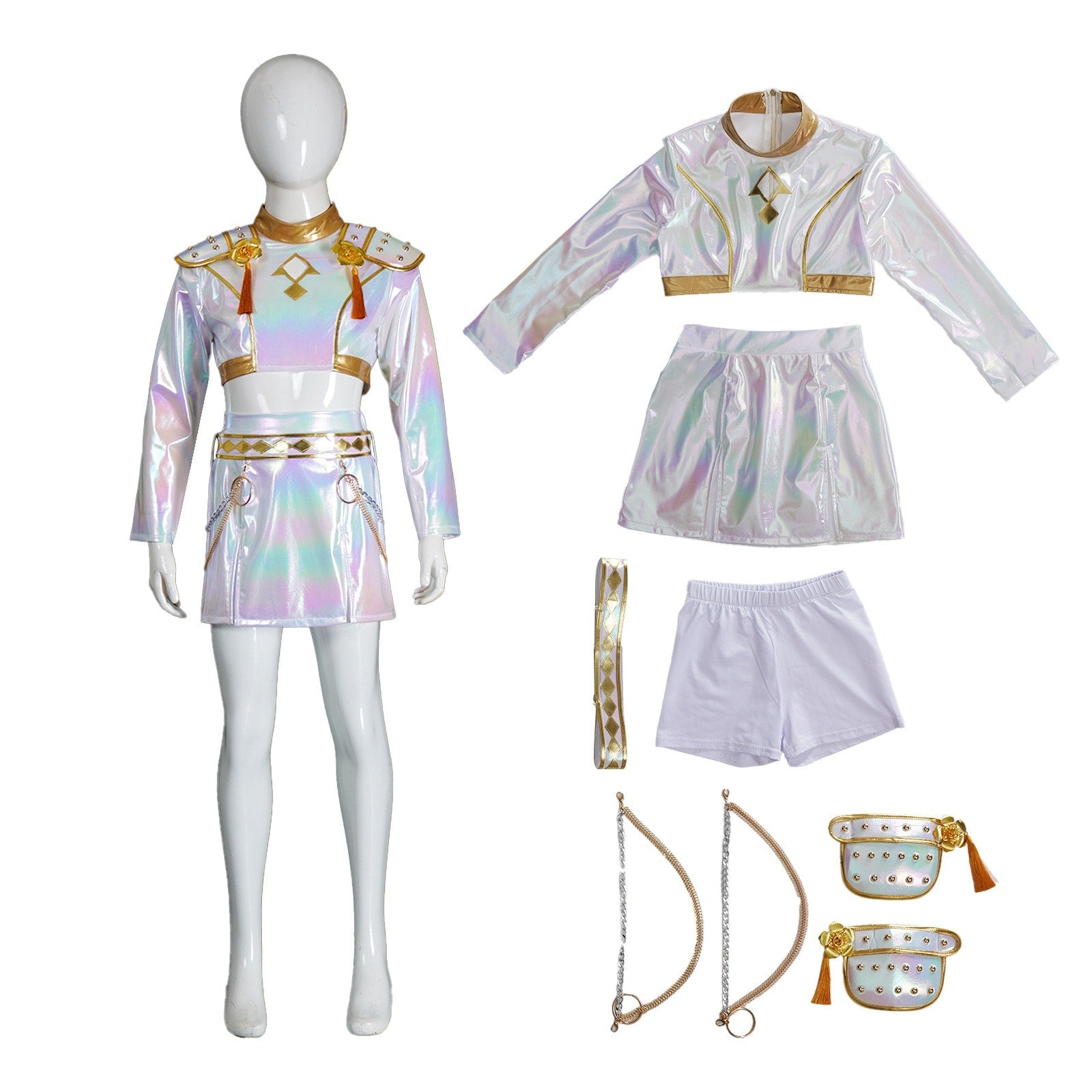 KPop Demon Hunters Rumi Zoey Mira Iridescent Leather Cosplay Costumes
