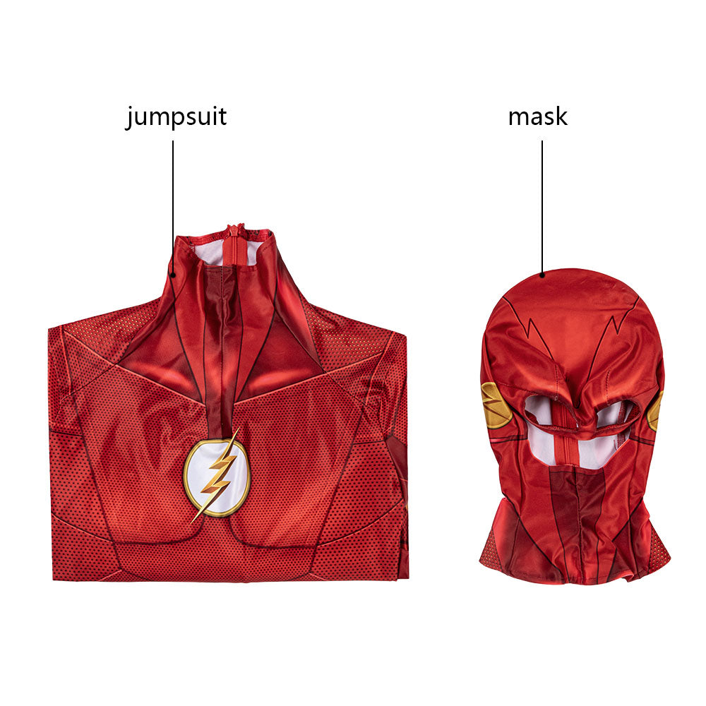 The Flash Season 5 Barry Allen Male Jumpsuit with Mask Cosplay Costumes