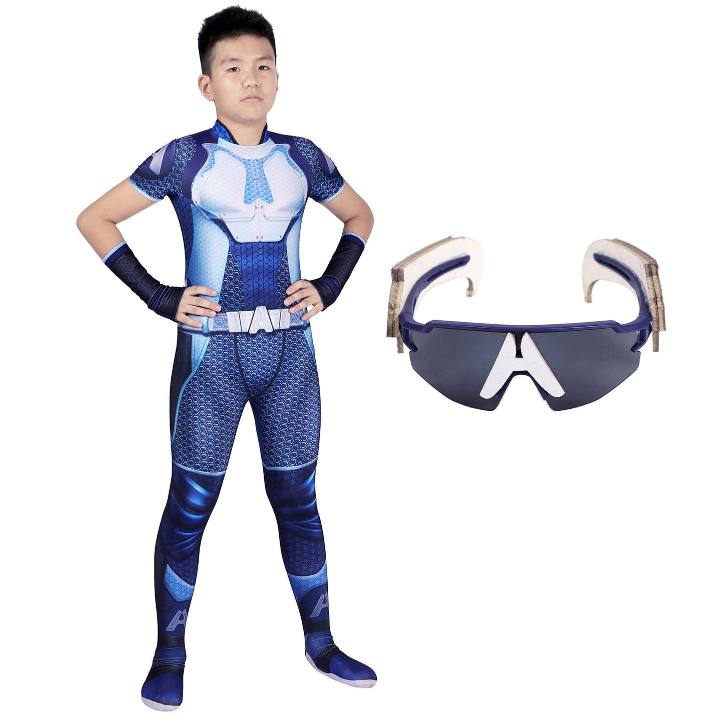 The Boys A-train Kids Jumpsuit with Glasses Cosplay Costumes