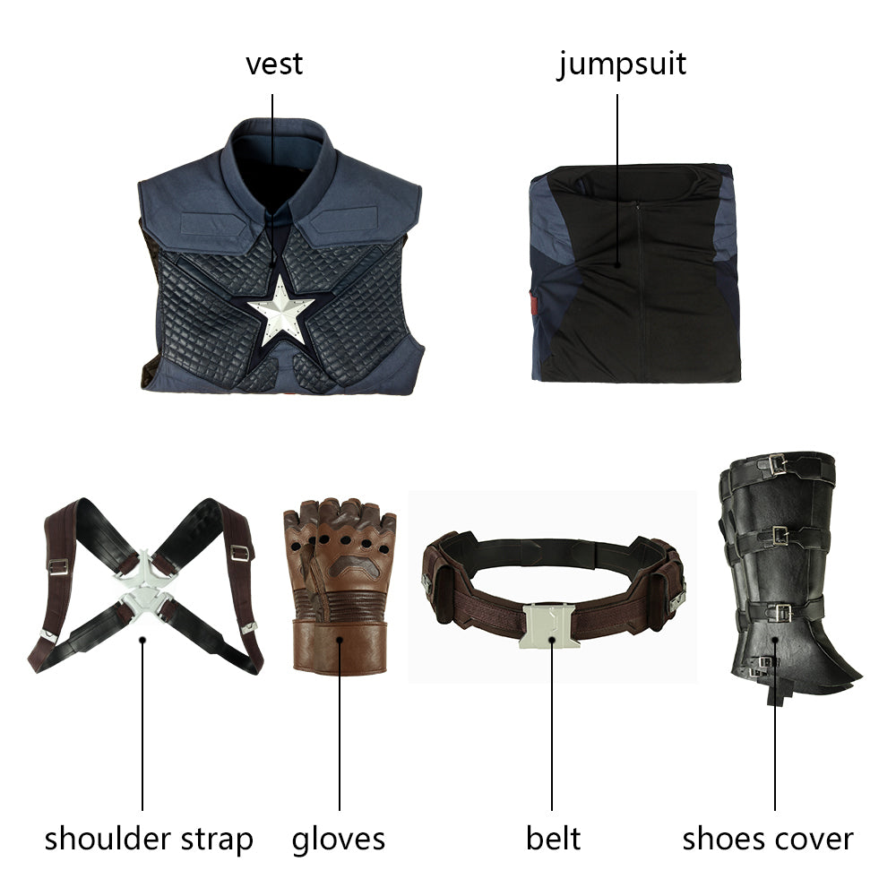 Avengers 4 Endgame Captain America Steve Rogers Male Leather Cosplay Costumes