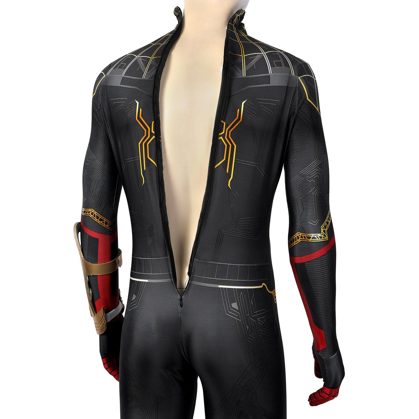 Spider-Man 3 No Way Home Peter Parker Black and Gold Suit Jumpsuit Cosplay Costumes