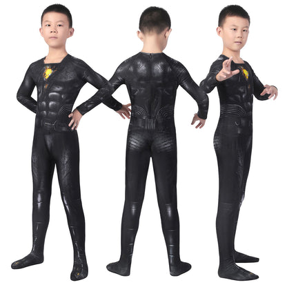 Black Adam Kids Jumpsuit with Cloak Fullset Cosplay Costumes