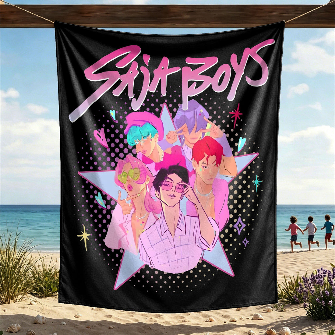 Kpop Demon Hunters Huntrix Saja Boys Wall Decor Tapestry for Home and Party