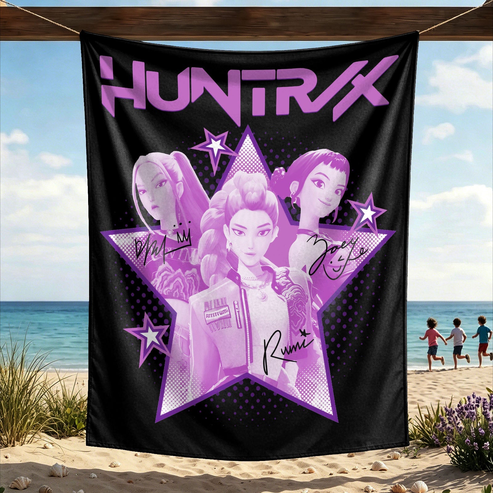 Kpop Demon Hunters Huntrix Saja Boys Wall Decor Tapestry for Home and Party