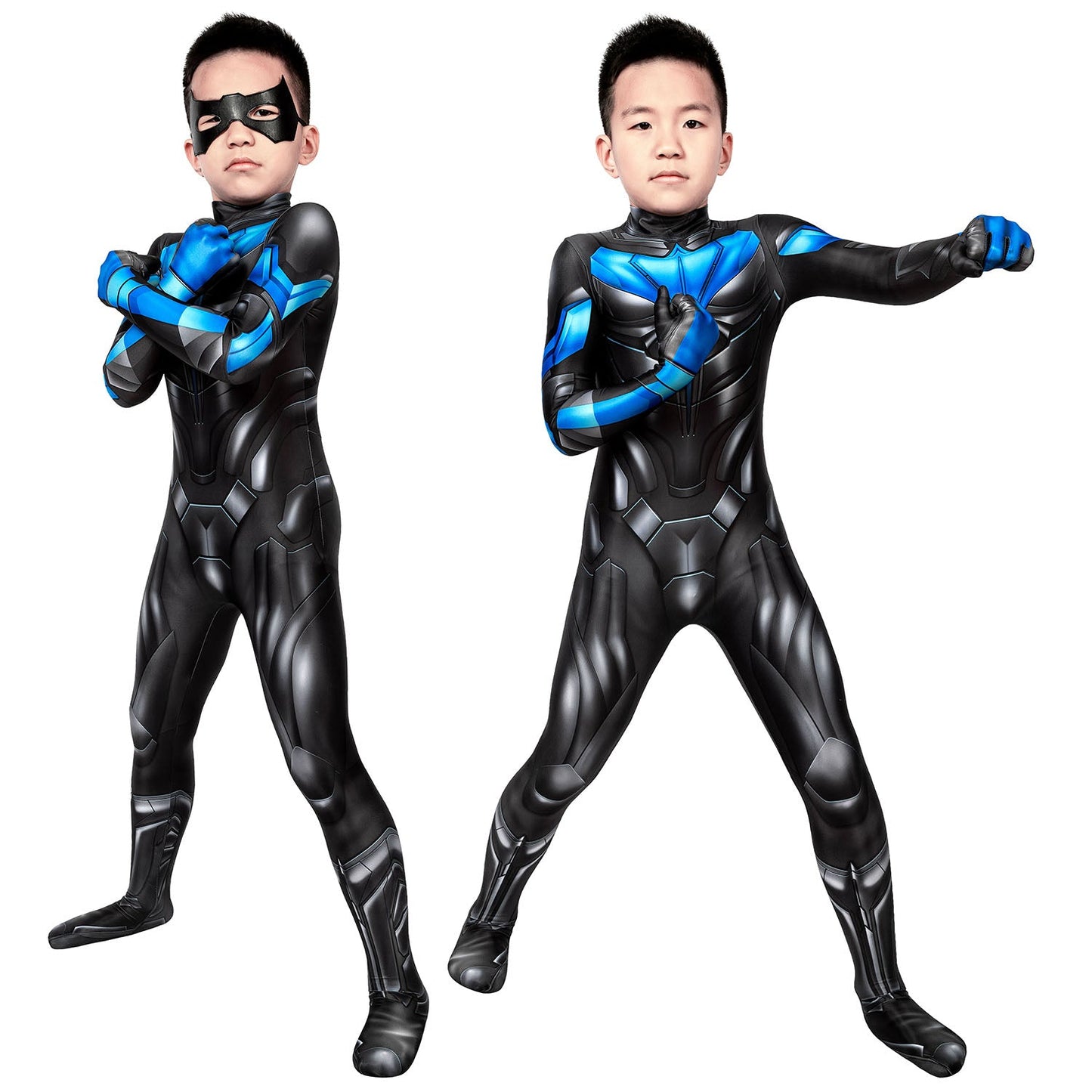 Titans Nightwing Kids Jumpsuit with Eyemask Cosplay Costumes