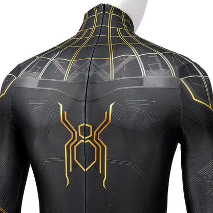 Spider-Man 3 No Way Home Peter Parker Black and Gold Suit Jumpsuit Cosplay Costumes