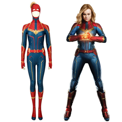 Captain Marvel Carol Danvers Digital Printed Female Jumpsuit Cosplay Costumes