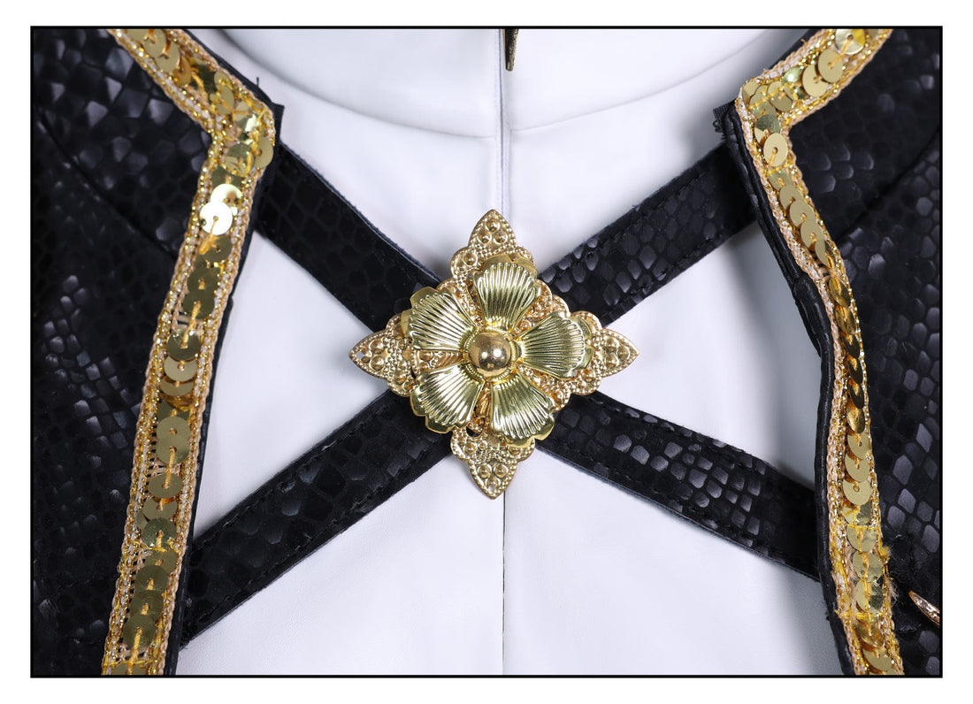 KPop Demon Hunters Rumi Black Gold Outfit Adult Kids Cosplay Costumes