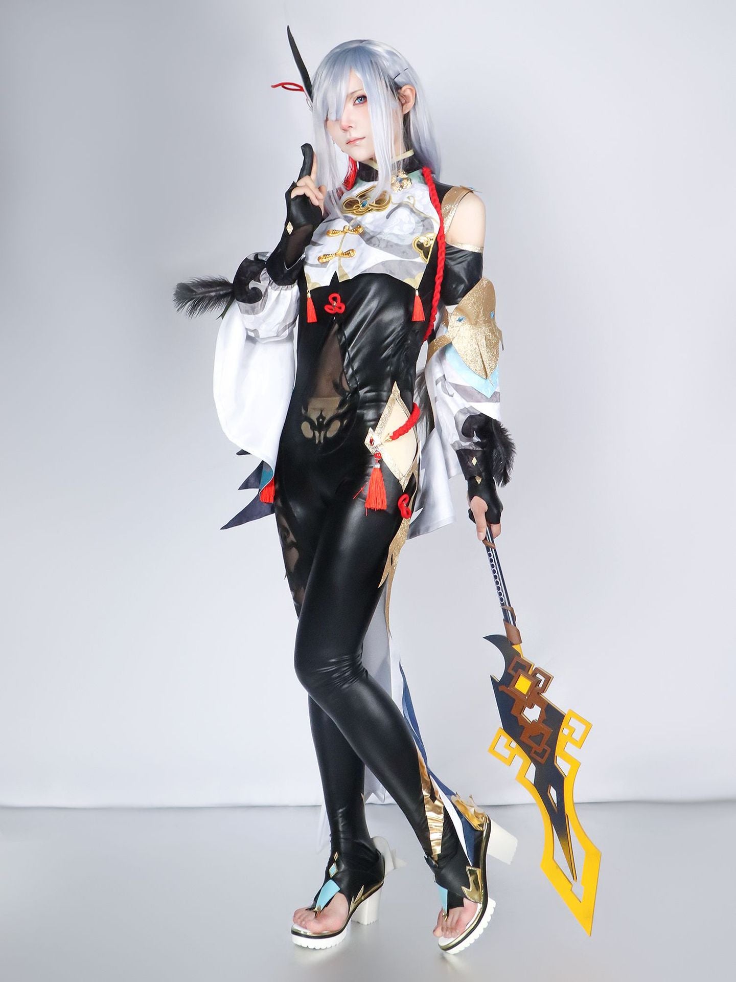 genshin impact shenhe bodysuit full set cosplay costume