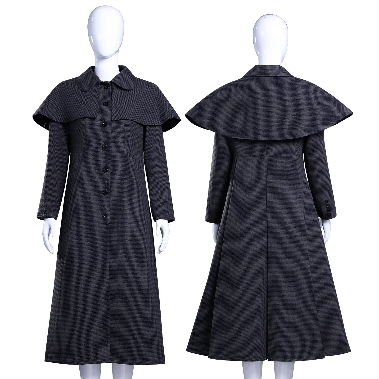 Wednesday 2 Addams Adult and Kids Black Wool Coat Cosplay Costumes