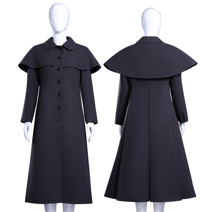 Wednesday 2 Addams Adult and Kids Black Wool Coat Cosplay Costumes