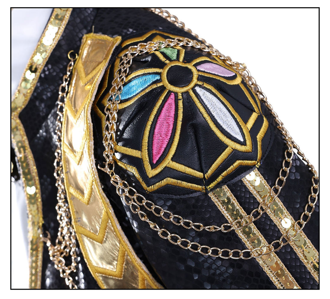 KPop Demon Hunters Rumi Black Gold Outfit Adult Kids Cosplay Costumes