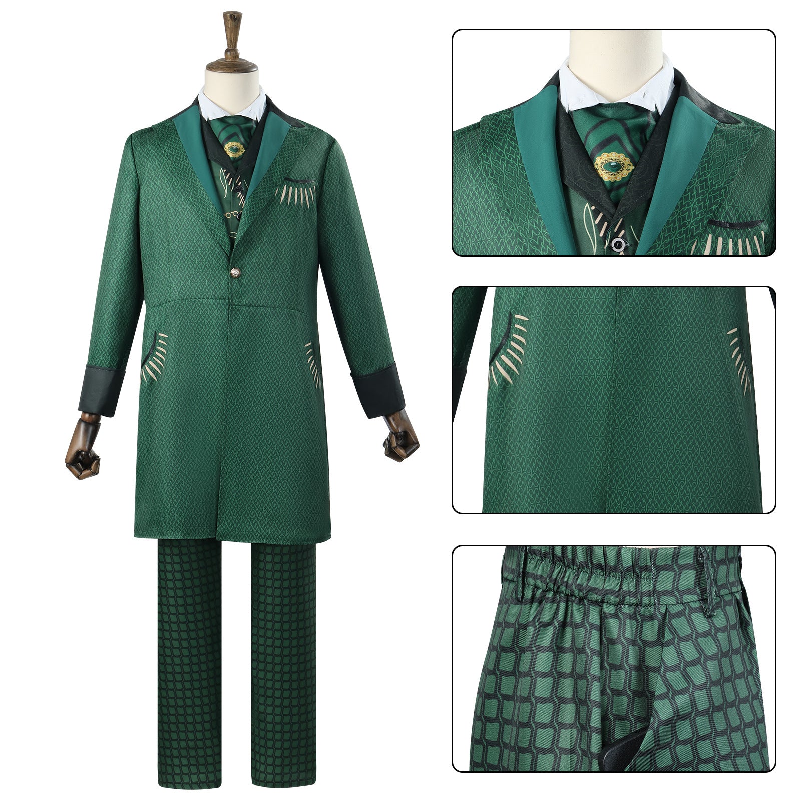 Wicked The Wonderful Wizard of Oz Green Suit Cosplay Costumes