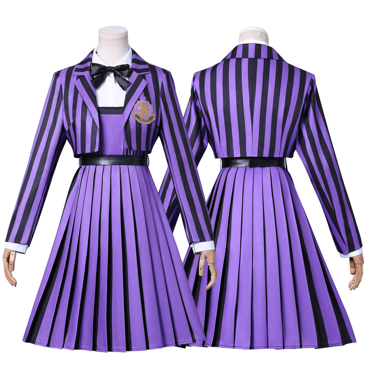 Wednesday 2 Addams Nevermore Academy Purple Short Uniform Adult Kids Costumes