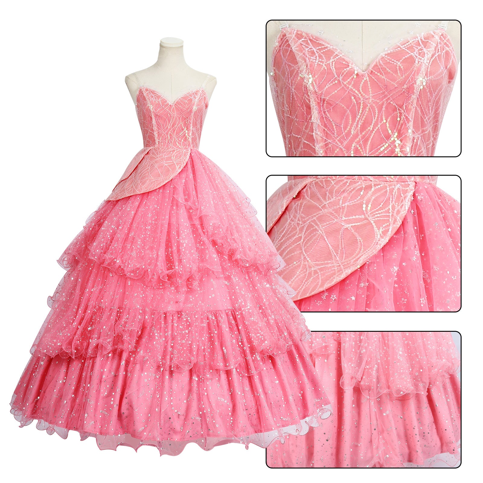 Wicked: For Good Witch Glinda Adult Pink Dress Cosplay Costumes