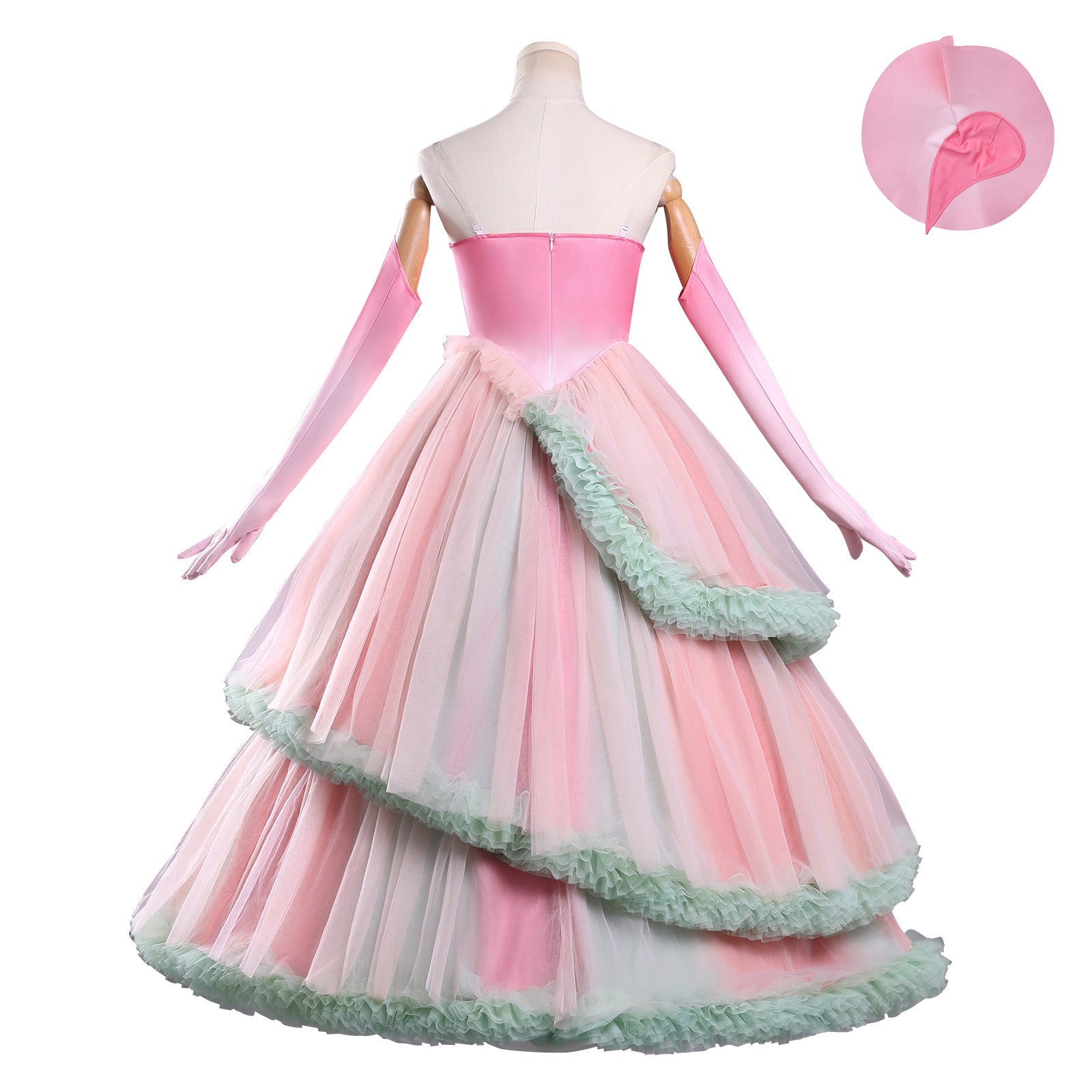 Wicked: For Good Witch Glinda Pink Green Dress Cosplay Costumes